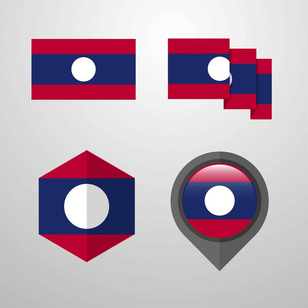 Laos flag design set vector - ベクター画像