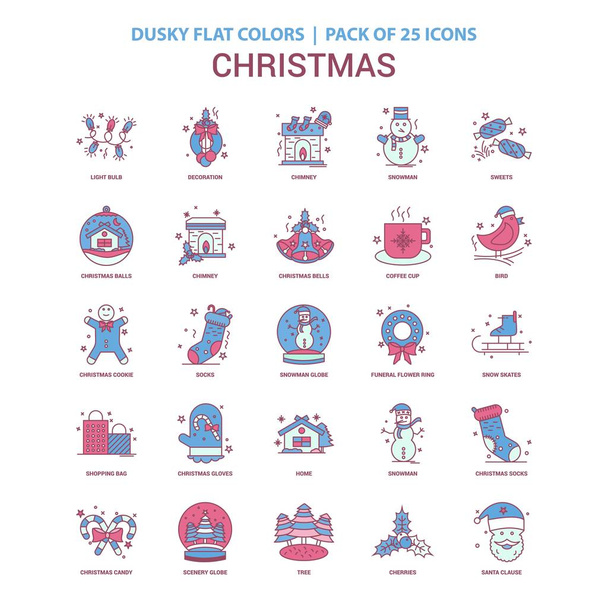Χριστούγεννα εικονίδιο Dusky επίπεδη χρώμα - Vintage 25 εικονίδιο Pack - Διάνυσμα, εικόνα