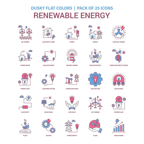 Renewable Energy icon Dusky Flat color - Vintage 25 Icon Pack - Vector, Image