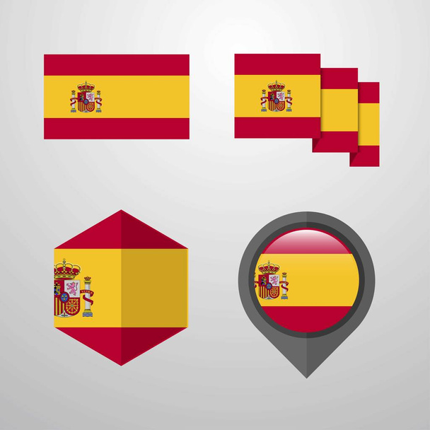 Spain flag design set vector - Вектор,изображение