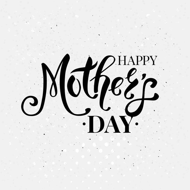 Stylish black and white Mothers Day card design with flowing text over a textured white background with a pattern of dots and speckles, vector illustration - Vector, Image