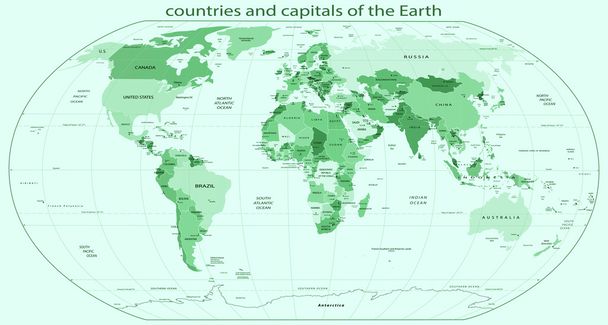 Länder und Hauptstädte der Erde - Vektor, Bild