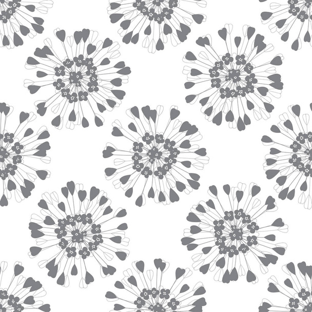 Seamless pattern with abstract plants. Monochrome Hand-drawn design. - Vector, Imagen