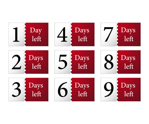 1,2,3,4,5,6,7 dnů, které zbývají počítadlo - Vektor, obrázek