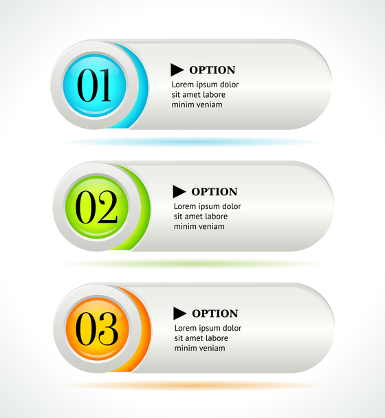Shine horizontal colorful options banners or buttons on white background. Vector template - ベクター画像