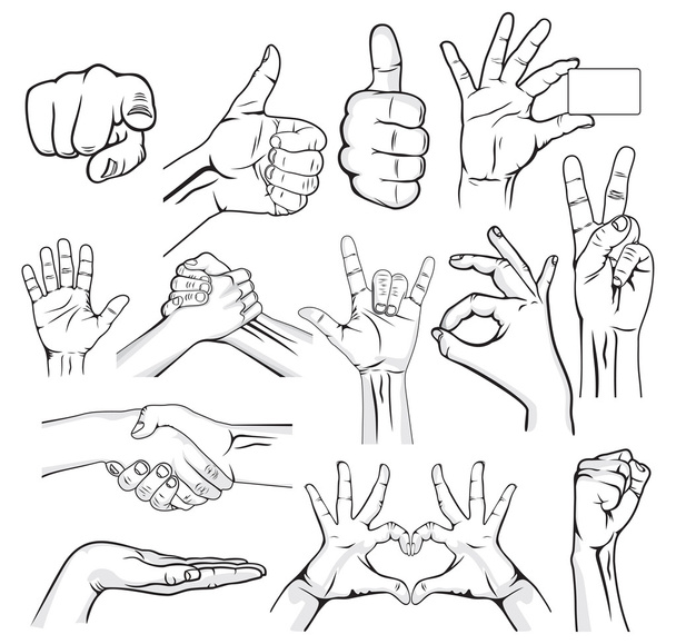 Sammlung menschlicher Handzeichen - Vektor, Bild