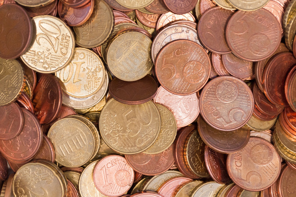 Monete in euro vista dall'alto chiudi
 - Foto, immagini