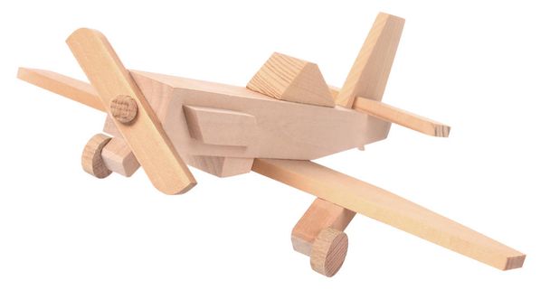 Houten bruine vliegtuig speelgoed - Foto, afbeelding