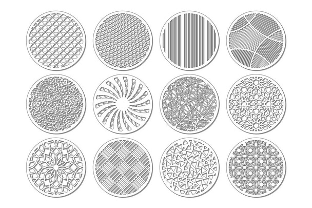 Set round template for cutting. Abstract line, geometric pattern. Laser cut. Set ratio 1:2. Vector illustration. - Vector, Image