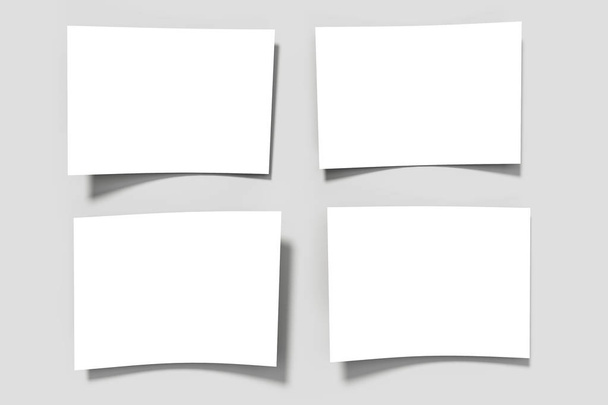 Пустые бумажные листы на серой поверхности. 3D рендеринг
 - Фото, изображение