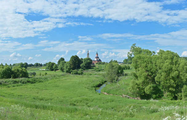 Russian Nature - Summer panorama of beautiful countryside near Volokolamsk-town, Fedorovskoe, Russia - Φωτογραφία, εικόνα