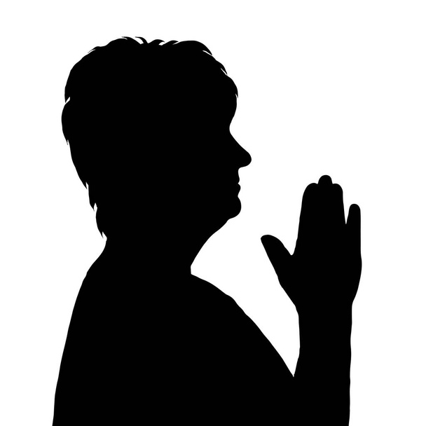 Vektorsilhouette einer betenden Frau auf weißem Hintergrund. - Vektor, Bild