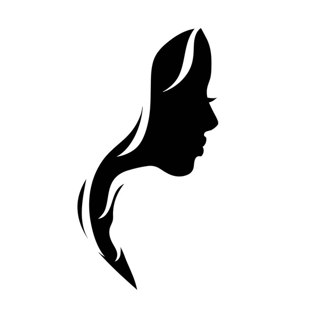 Logotipo vectorial de la joven hermosa mujer sobre un fondo blanco
. - Vector, Imagen