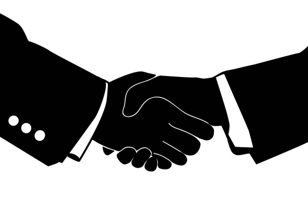 Vector silhouette of handshake on white background. - Vector, Image