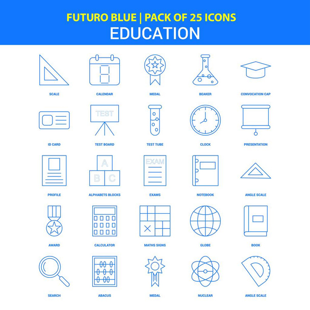 Edukacja ikony - Futuro niebieski 25 Icon pack - Wektor, obraz