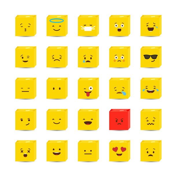 Σύνολο κίτρινο τετράγωνο emojis διανυσματική σχεδίαση - Διάνυσμα, εικόνα