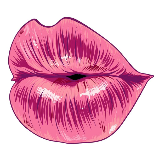 vrouw cartoon mounth met rode lippen - Foto, afbeelding