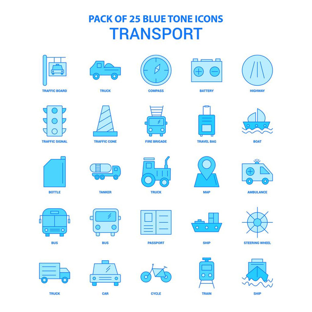 Pack d'icônes de couleur bleue de transport - 25 ensembles d'icônes
 - Vecteur, image