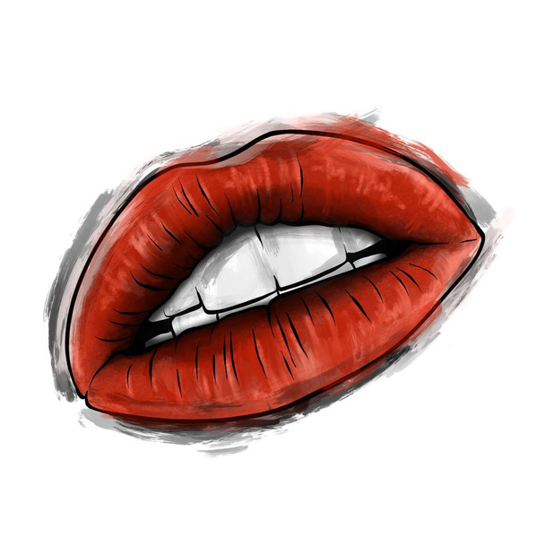 montura de dibujos animados mujer con labios rojos - Foto, Imagen
