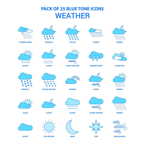 Počasí v modrém tónu Icon Pack - 25 sady ikon - Vektor, obrázek