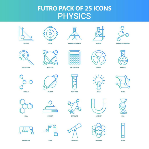25 зеленого і синього Futuro Physics Icon Pack
 - Вектор, зображення