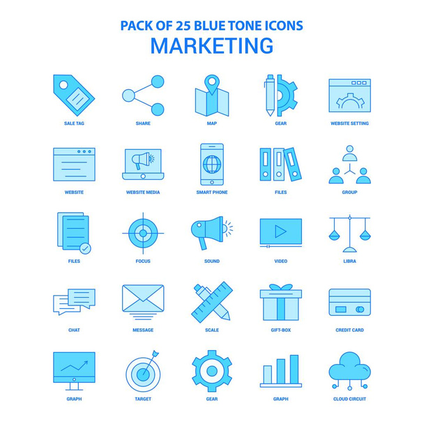 Pack d'icônes de couleur bleue marketing - 25 ensembles d'icônes
 - Vecteur, image