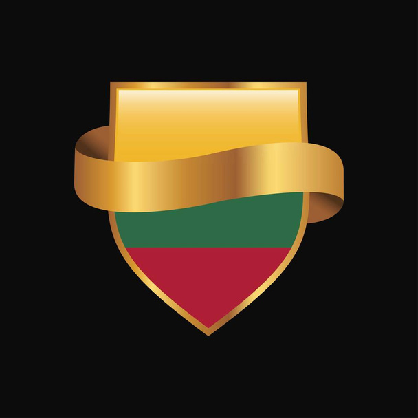 Lithuania flag Golden badge design vector - Vector, afbeelding