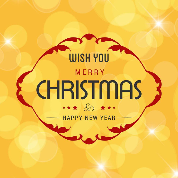 Merry Christmas greetings design with yellow background vector - Διάνυσμα, εικόνα