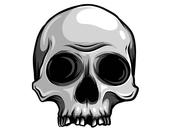 чорно-біла ілюстрація людського черепа з нижньою щелепою в намальованій чорнилом руці
 - Фото, зображення