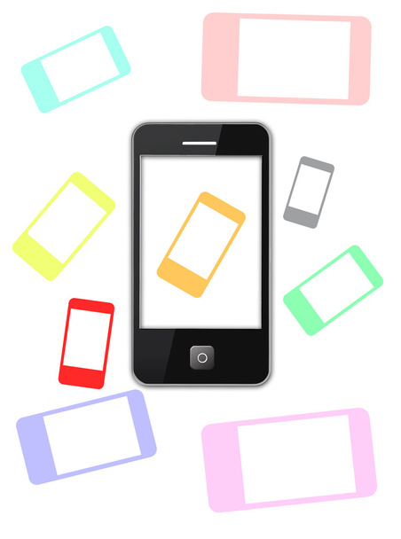 Moderno telefono cellulare con ombre a colori
 - Foto, immagini