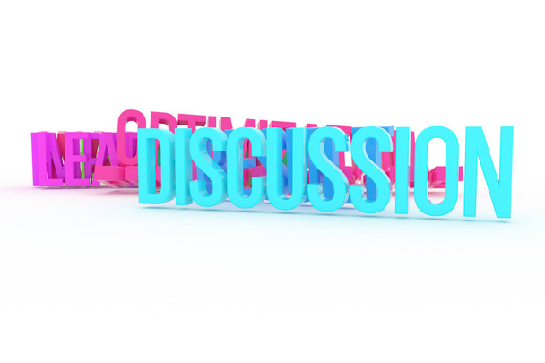 Discussion, business conceptual colorful 3D rendered words. Good for web page, wallpaper, graphic design, catalog, texture or background. - Photo, Image