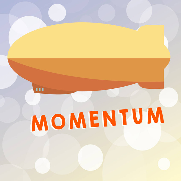 Text sign showing Momentum. Conceptual photo quantity of motion of moving measured as product mass and velocity - Photo, Image