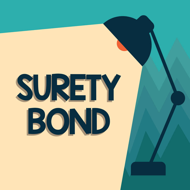 Escritura a mano conceptual que muestra Surety Bond. Foto de negocios mostrando Contrato formal legalmente exigible entre tres partes
 - Foto, imagen