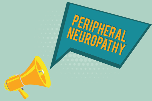 Tekst teken tonen van perifere neuropathie. Conceptuele foto voorwaarde waarin perifeer zenuwstelsel is beschadigd - Foto, afbeelding