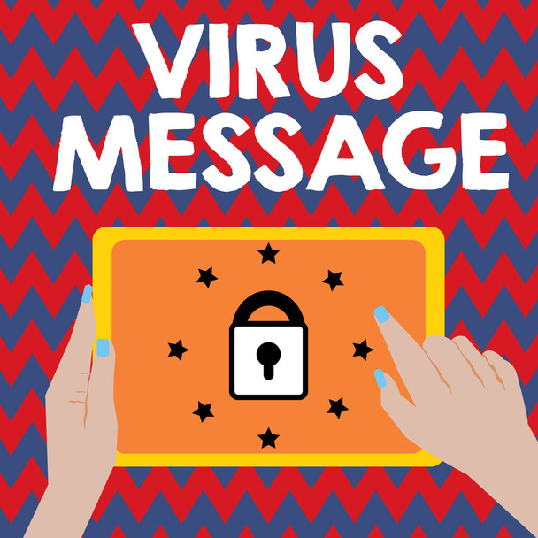 Escribir nota que muestra el mensaje de virus. Foto de negocios mostrando el programa de software malicioso cargado en el ordenador del usuario
 - Foto, imagen
