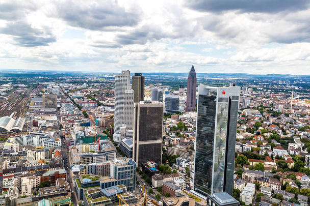 FRANKFURT, GERMANY - JULY 9, 2014: Summer panorama of the financial district in Frankfurt, Germany - Фото, изображение