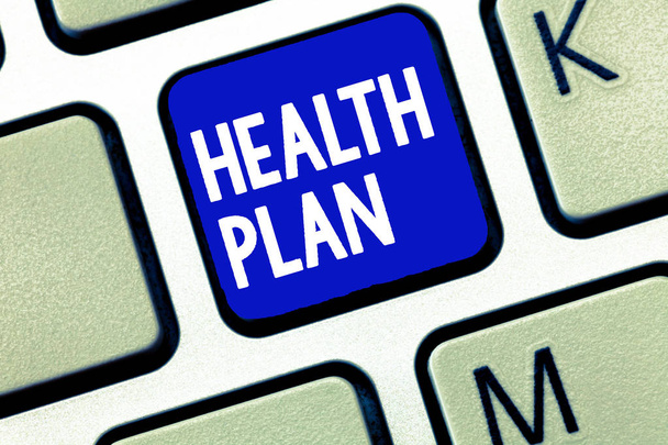 Szöveg jel mutatja, egészségügyi terv. Konceptuális fénykép olyan stratégia, amely orvosi szolgáltatást nyújt a tagjainak - Fotó, kép