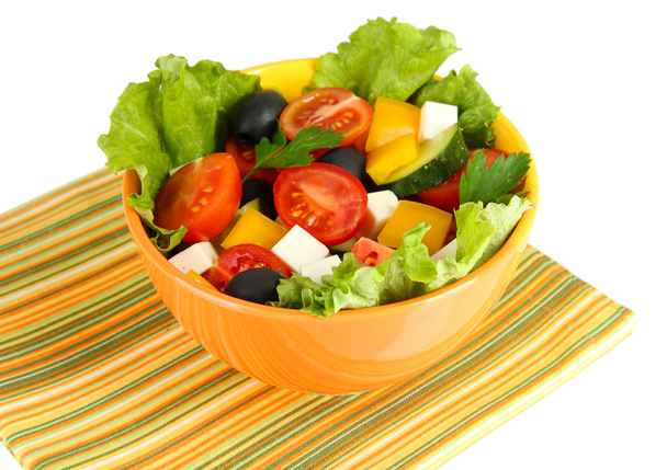 Tasty Greek salad isolated on white - Photo, Image