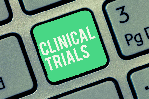 Text sign showing Clinical Trials. Conceptual photo Research investigation to new treatments to showing - Photo, Image