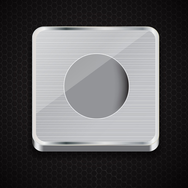 Button icon on metal background. Vector illustration - Wektor, obraz
