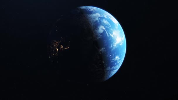 Lado oscuro de la tierra visto desde el espacio con todas las luces de la ciudad
 - Metraje, vídeo