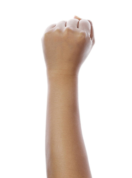 Mão com o punho apertado, isolado em um fundo branco - Foto, Imagem