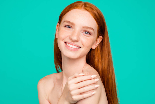 Rejuvenation concept. Close-up portrait of nude natural red-hair - Foto, Bild