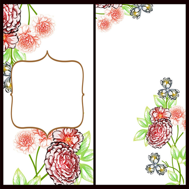 Vintage style flower wedding cards set. Floral elements and frames. - Wektor, obraz