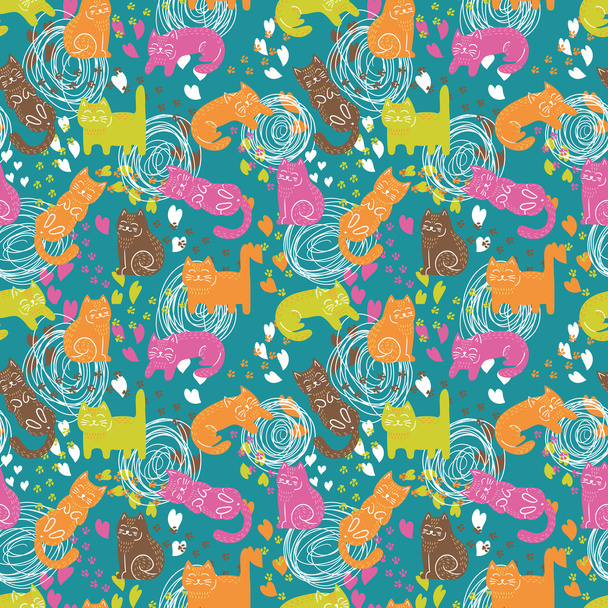 Cats seamless pattern - Vettoriali, immagini