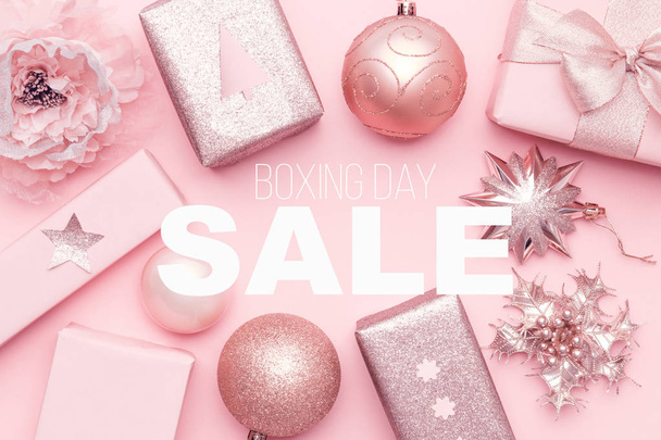 Boxing Day Sale Background. Christmas Shopping, Offer, Sale Concept. - 写真・画像