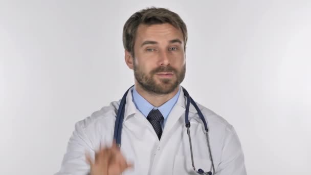 Portrait of Doctor Gesturing  Okay Sign - Filmati, video