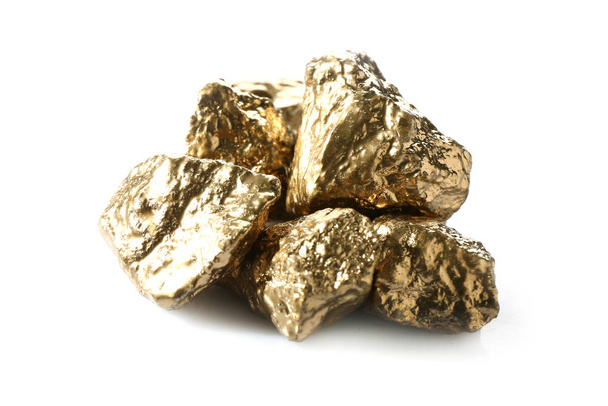 Gold nuggets on white background - Foto, immagini