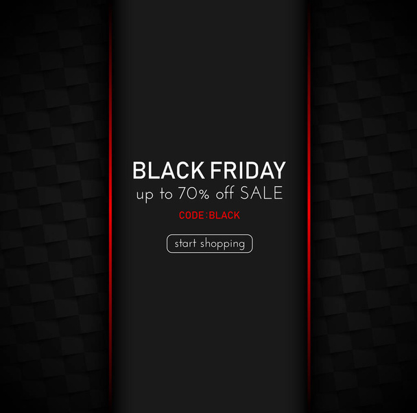 Black friday sale abstract geometric promotion poster. Special price up to 70% off, code black. Vector background.  - ベクター画像