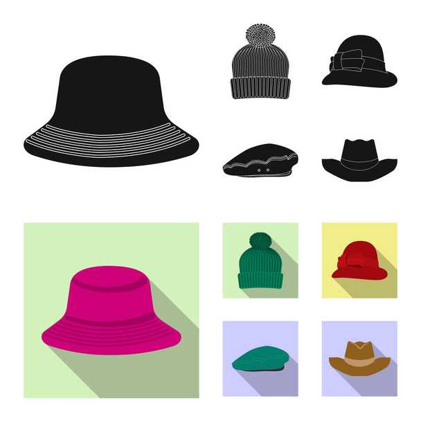 Isolated object of headgear and cap logo. Collection of headgear and accessory stock vector illustration. - Vektori, kuva